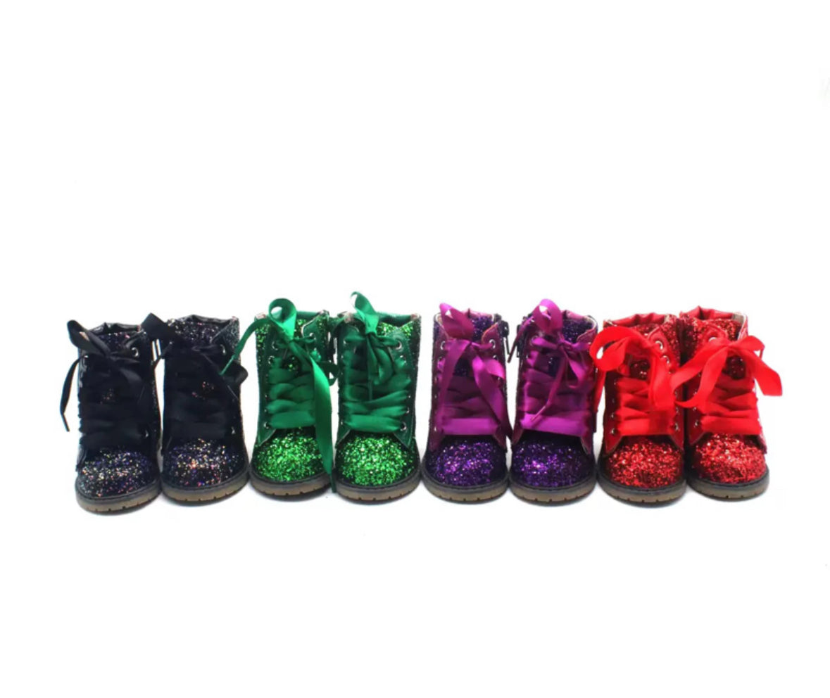Combat Glitter Boots